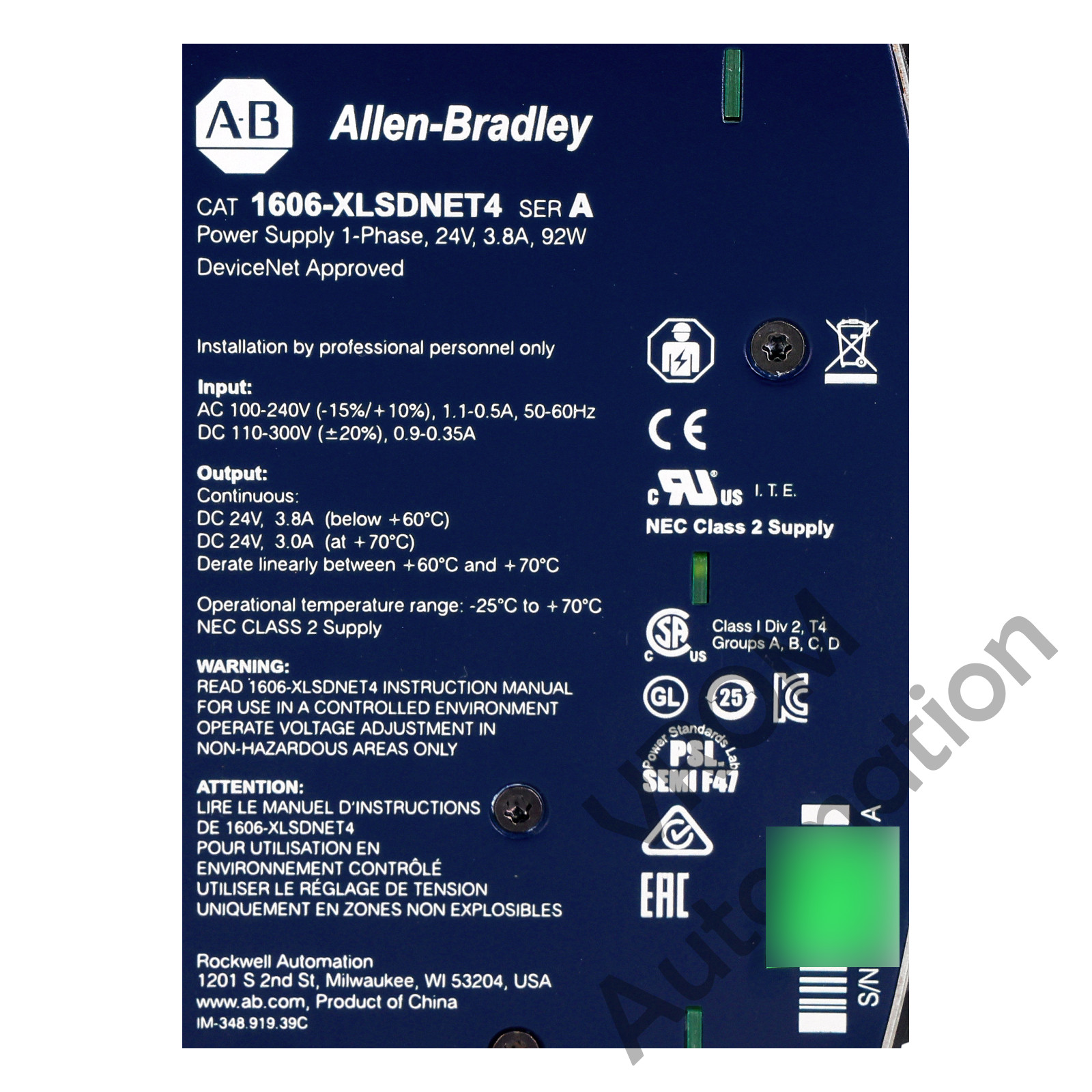 Surplus Allen Bradley 1606-XLSDNET4 A Power Supply