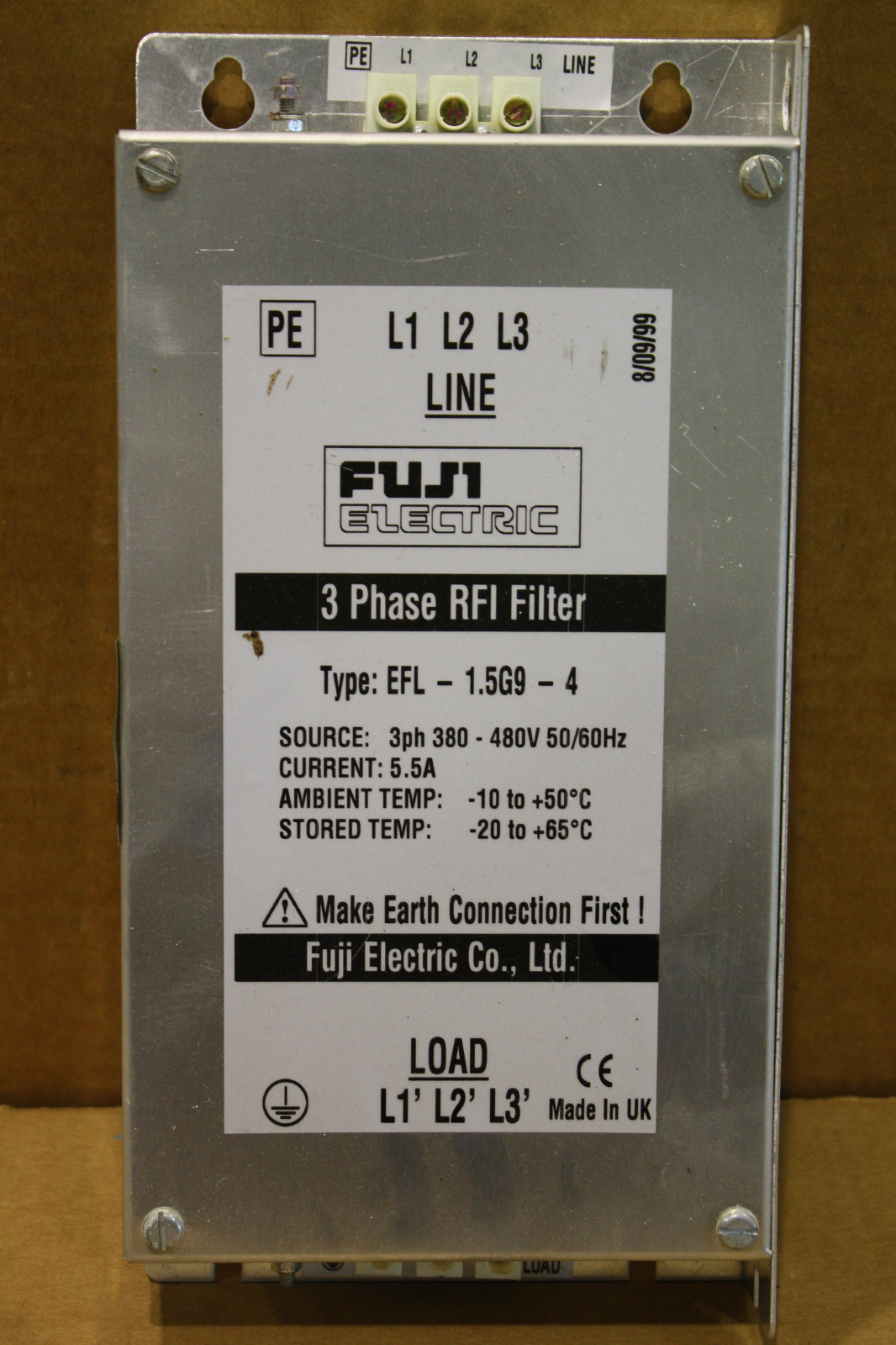 FUJI ELECTRIC EFL-1.5G9-4 THREE PHASE RFI FILTER
