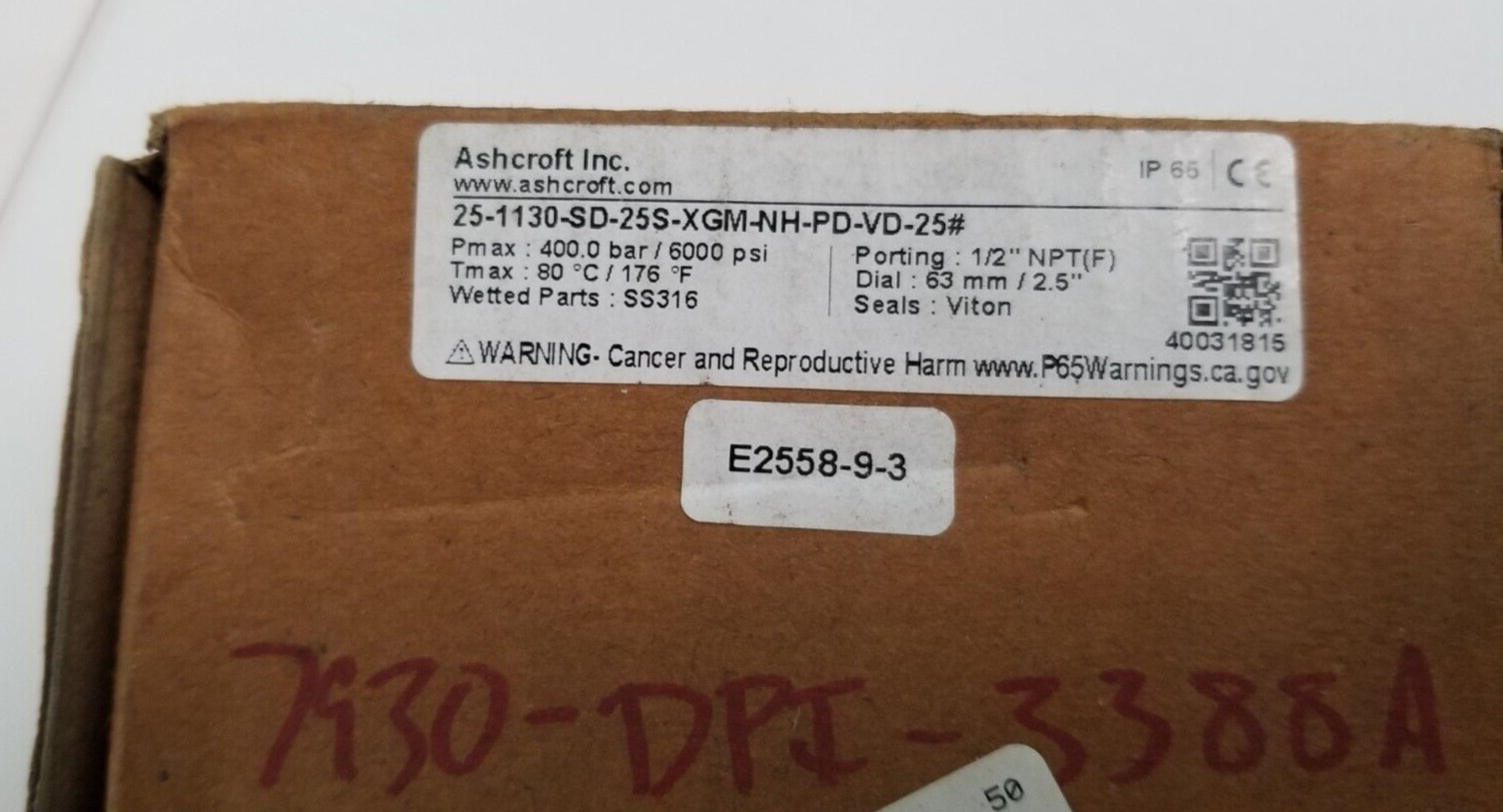 ASHCROFT 1/2IN 0-25PSI NPT PRESSURE GAUGE, 25-1130-SD-25S-XGM-NH-PD-VD-25# (new)