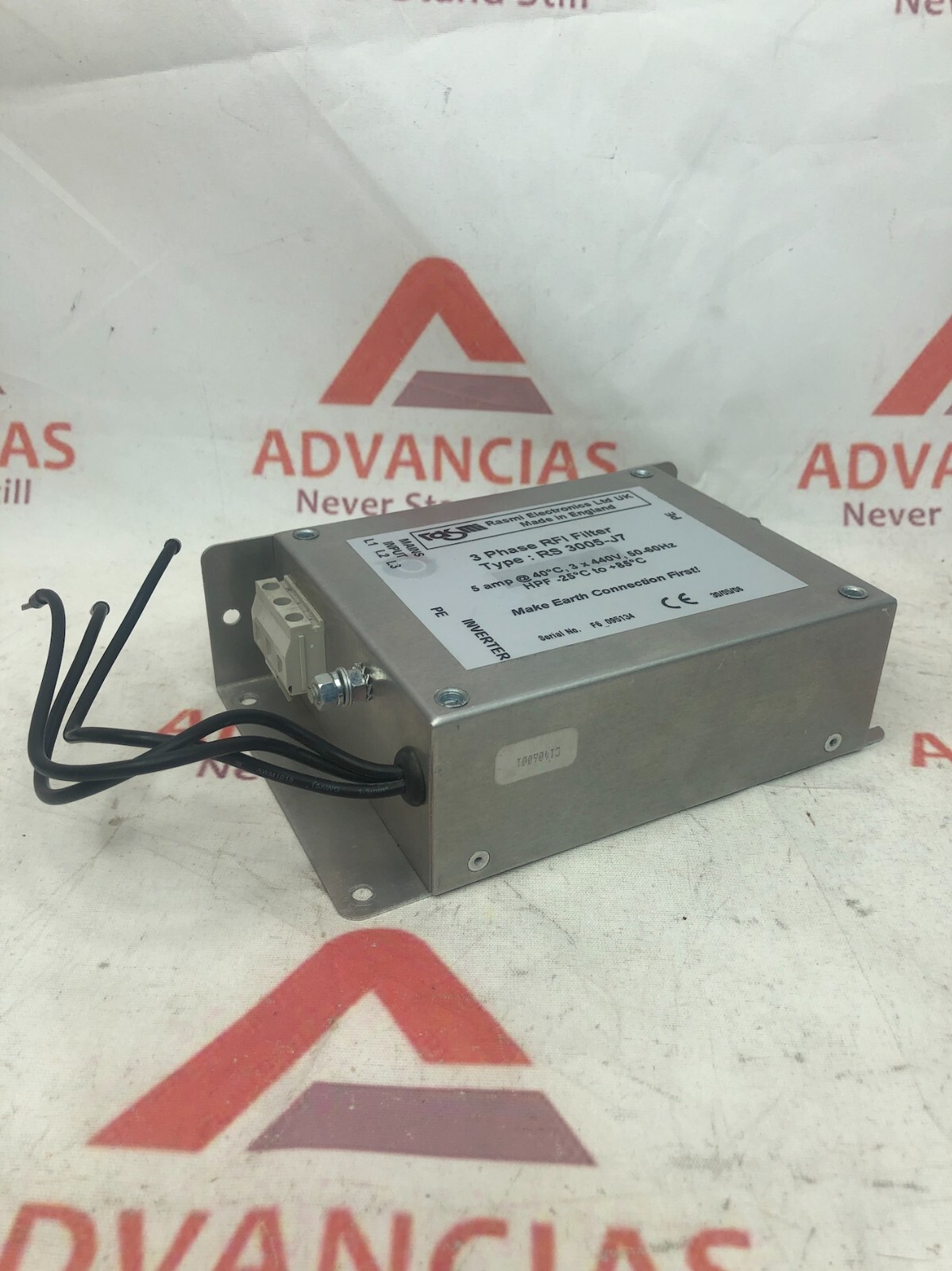 Rasmi Electronics RS3005-J7, 3 Phase RFI Filter, Used.