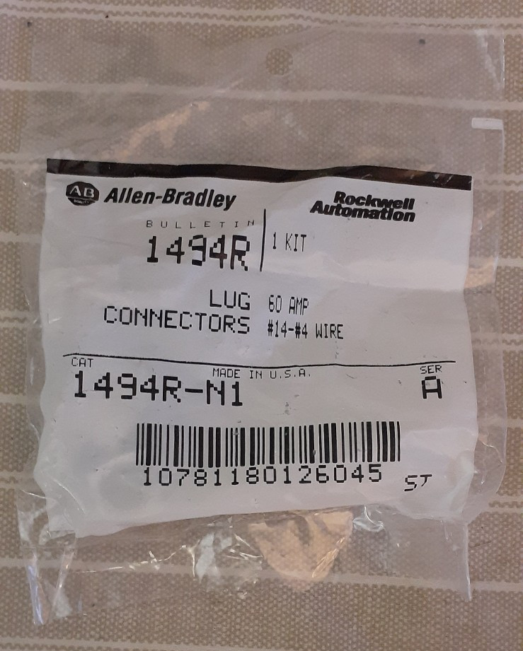 NIB Allen Bradley 1494R-N1 SER A 60 AMP Lug Connector Kit 1494R NOS