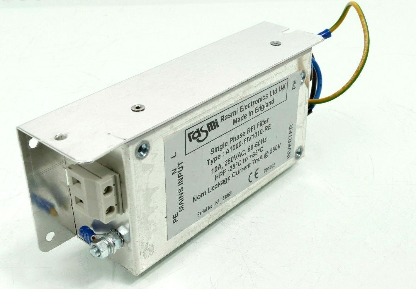 RASMI Electronics | A1000-FIV1010-RE | Single Phase RFI Filter