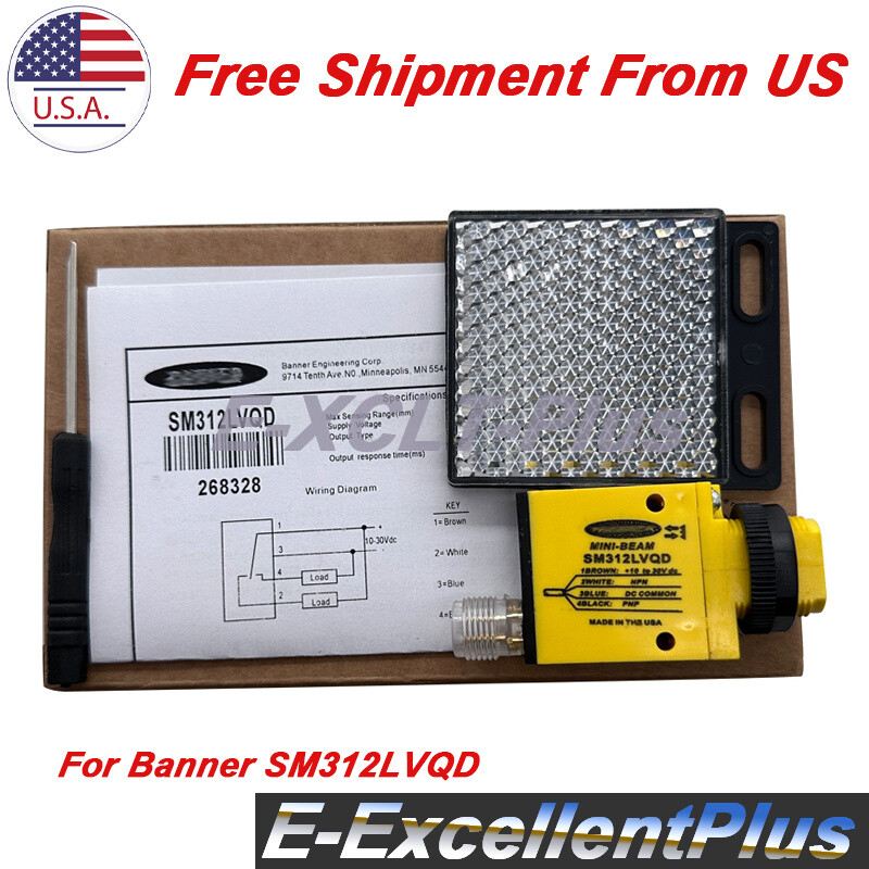 New in Box Photoelectric Switch Sensor PNP For Banner SM312LVQD 10-30VDC 5m