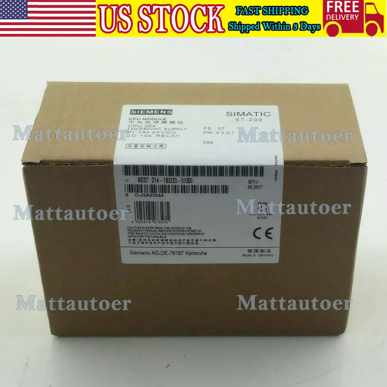 New Siemens S7-200,CPU 224 compact unit 6ES7214-1BD23-0XB0 6ES72141BD230XB0