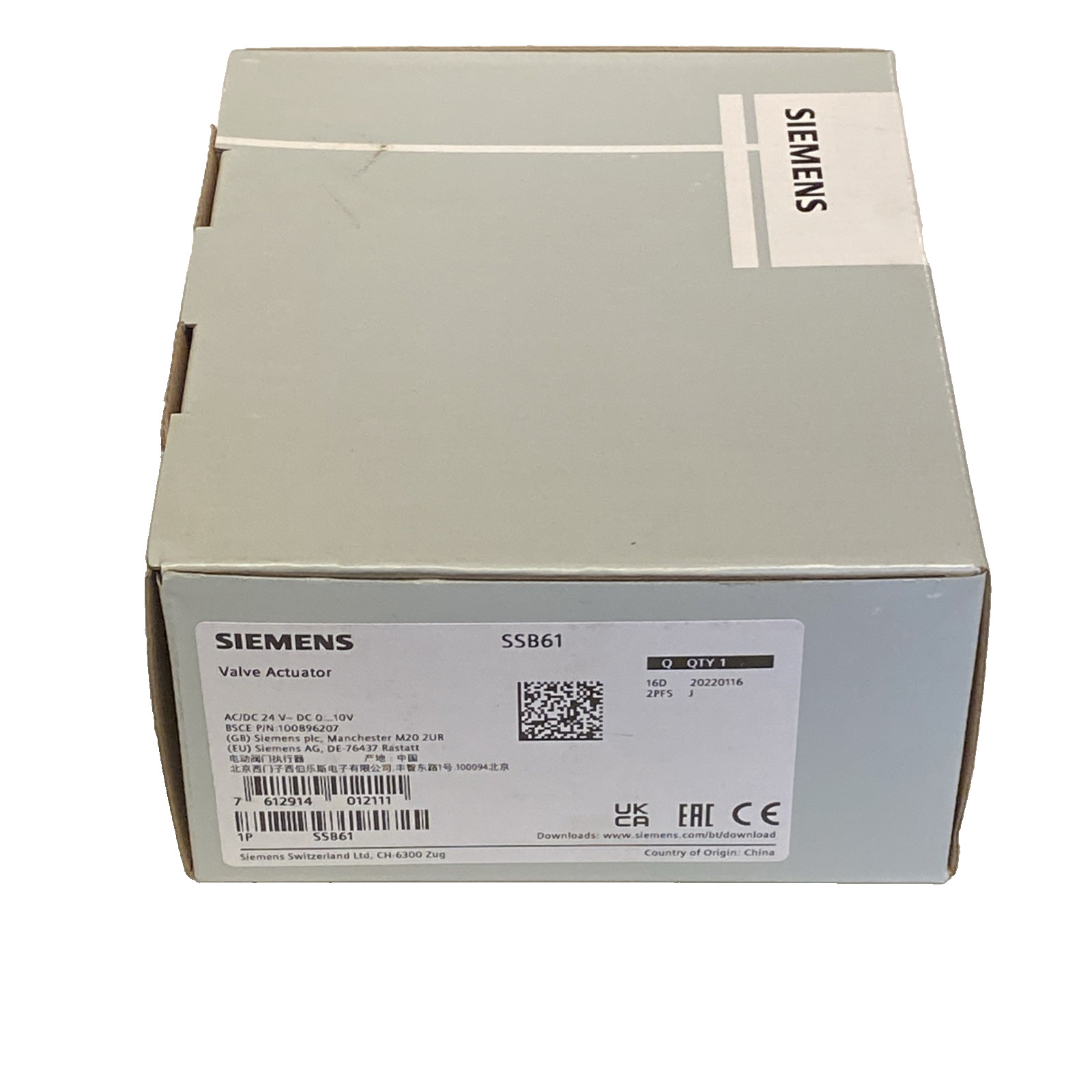 Siemens Electromechanical Valve Actuator SSB61 100896207 / New OVP