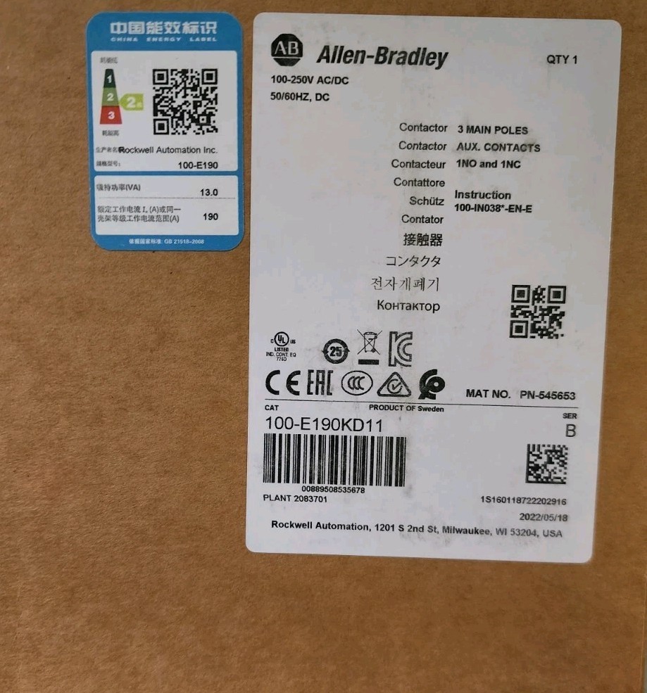 NEW OPEN BOX Allen-Bradley 100-E190KD11 Contactor – U.S. SELLER
