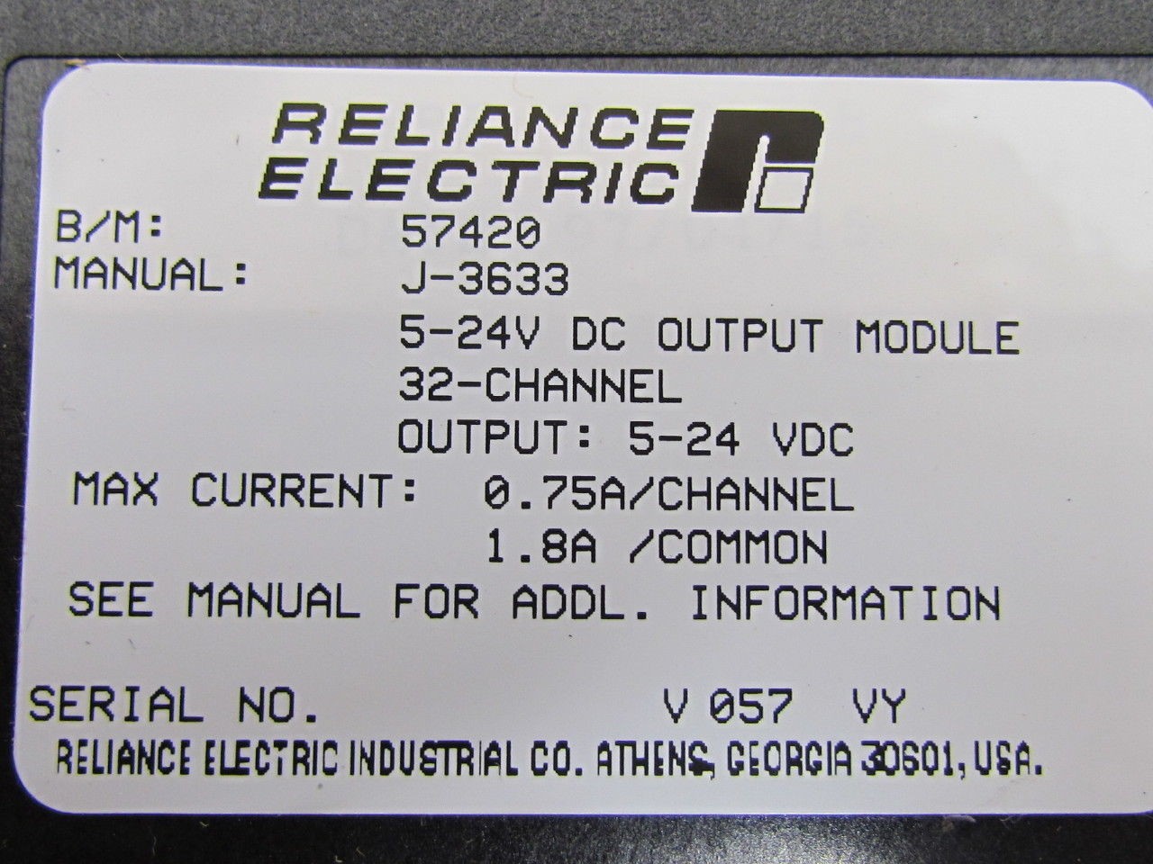 Reliance Electric 57C420 57420 32-Channel 5-24VDC Output Module J-3633