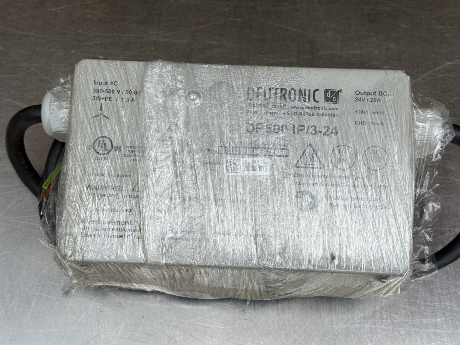 Deutronic DP500 IP/3-24 Power Supply – 24V/20A DC Output – 380-500 V AC Input