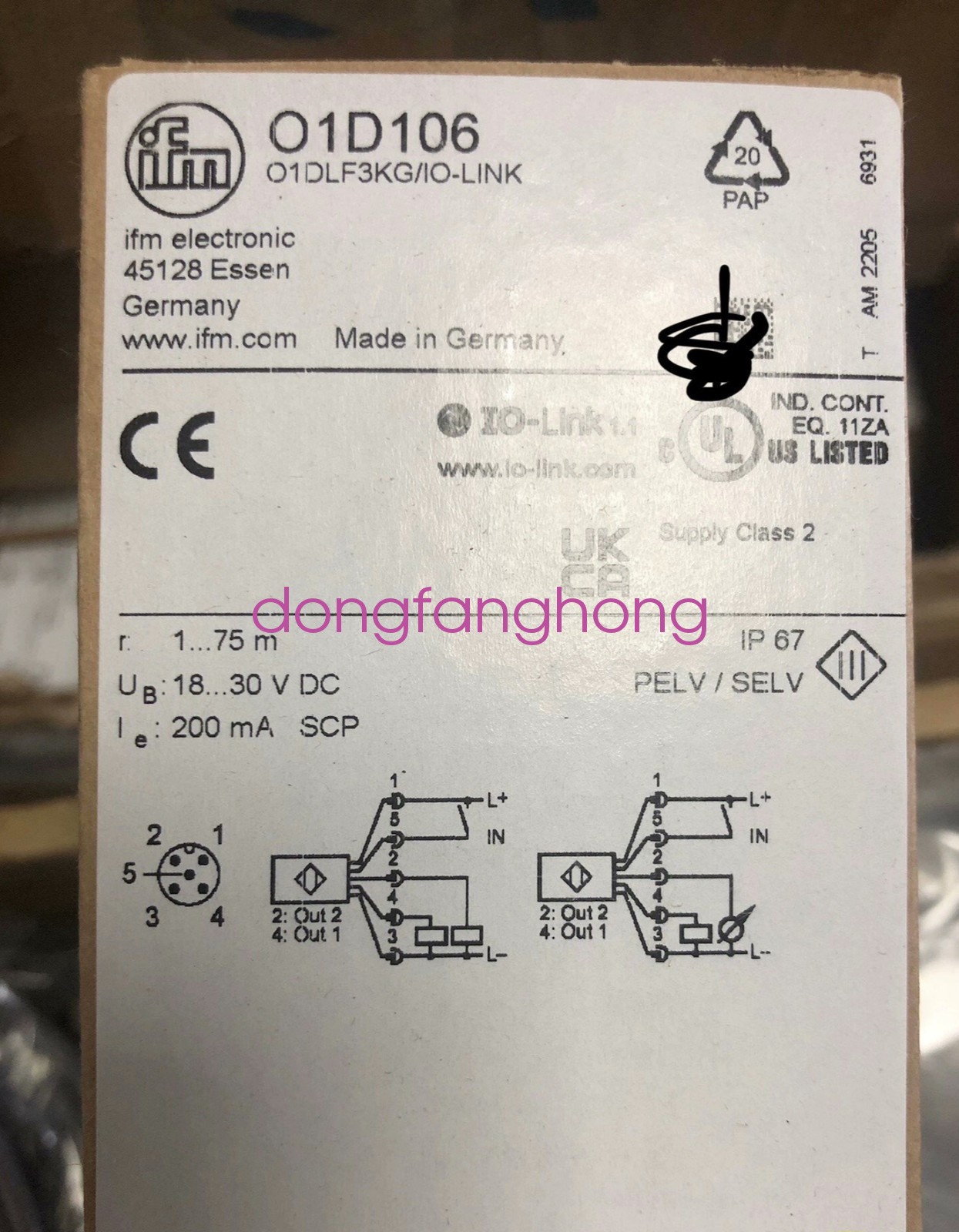IFM O1D106 Laser Distance Sensor FedEx or DHL or UPS
