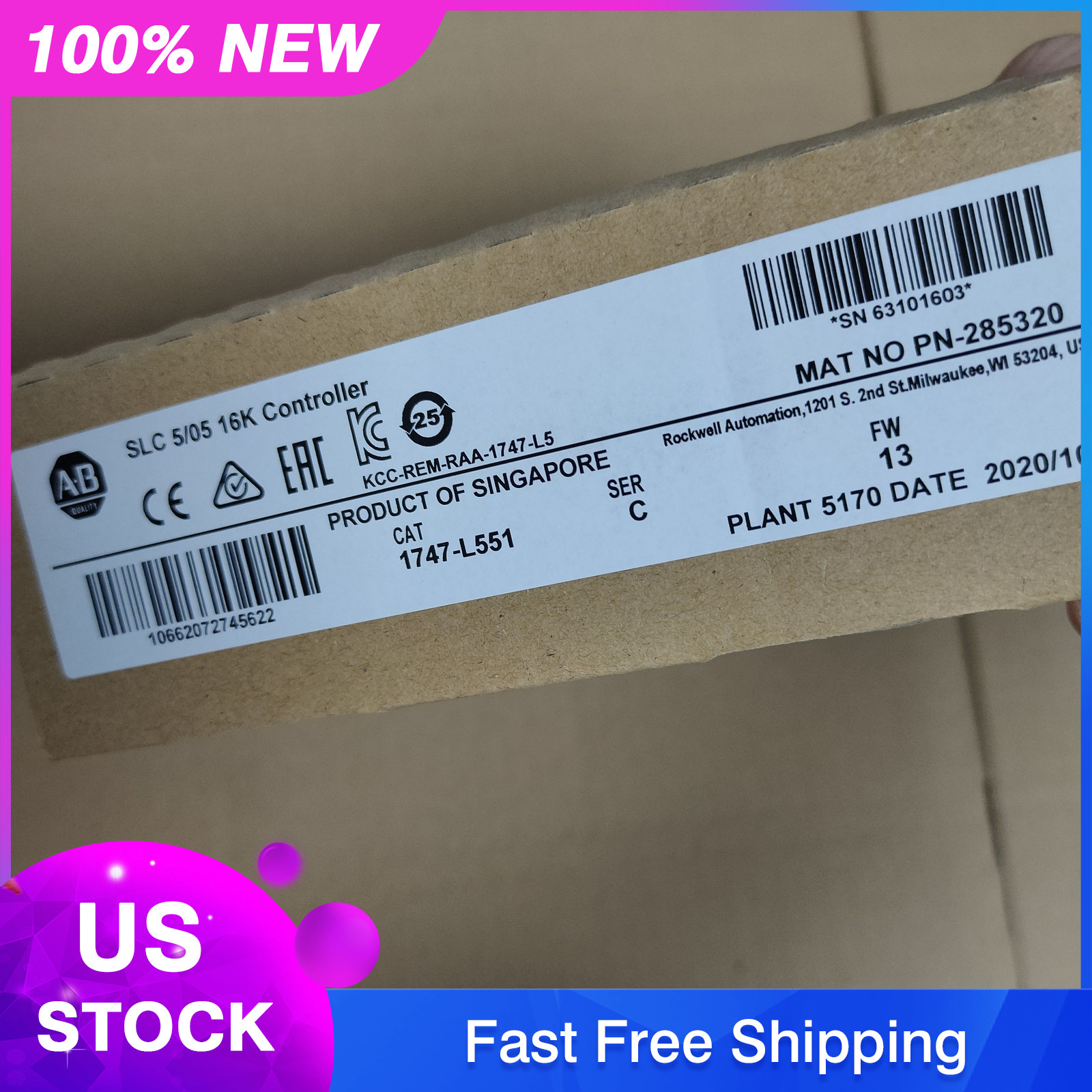 Allen-Bradley 1747-L551 SER C SLC 5/05 16K Controller Allen Bradley 1747L551 US