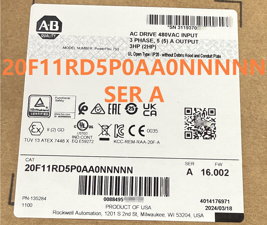 PLC 20F11RD5P0AA0NNNNN ALLEN BRADLEY Powerflex 753 Free Shipping NEW IN BOX