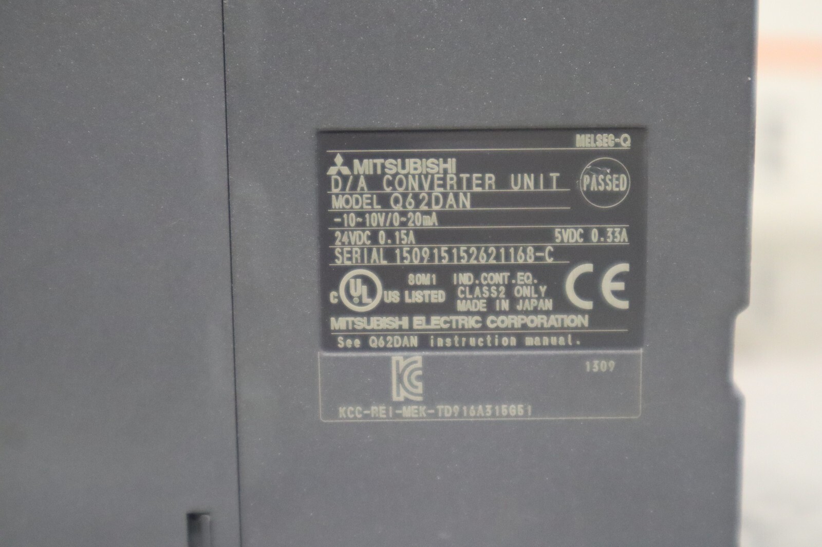 Mitsubishi Q62DAN D/A Converter Unit -10-10V/0-20mA 24VDC 0.15A Used W/ Warranty