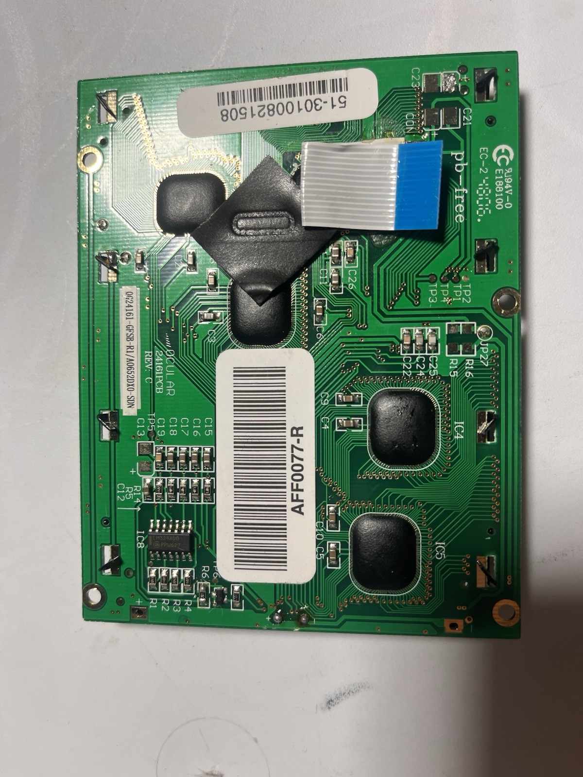 Vintage TFT Display Panel assembly with PCB board, gold plated display backplane