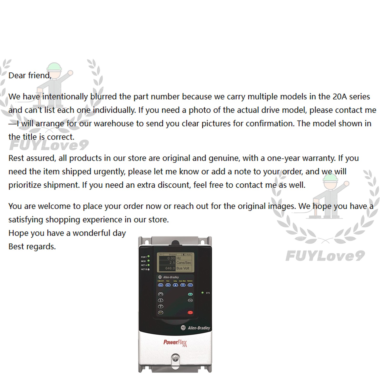 20AD5P0A0AYYNNG0 PowerFlex 70 Ac Drive Brand New in stock Fast Free Ship