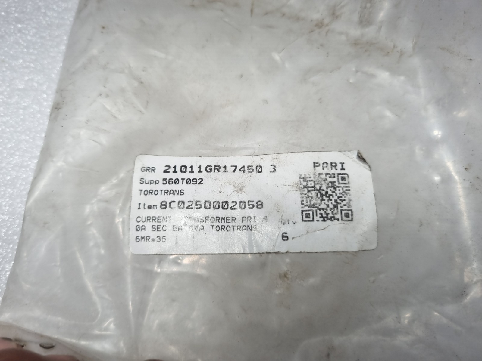 Torotrans 60/5AMP (2PRIM.TURNS) Current Transformer Class 1 Burden 5VA Line 0.66