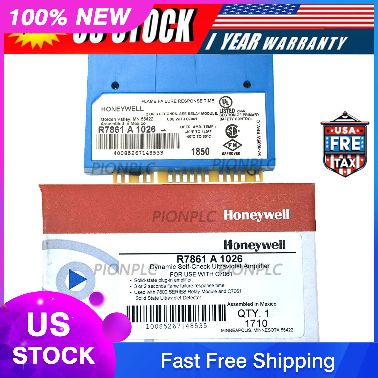 New Genuine HONEYWELL R7861A1026 Ultraviolet Flame Amplifier In Box