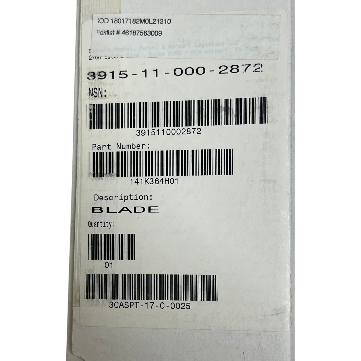 Siemens Dematic 141K364H01 Conveyor Diverter Blade 3915-11-000-2872 NEW SURPLUS