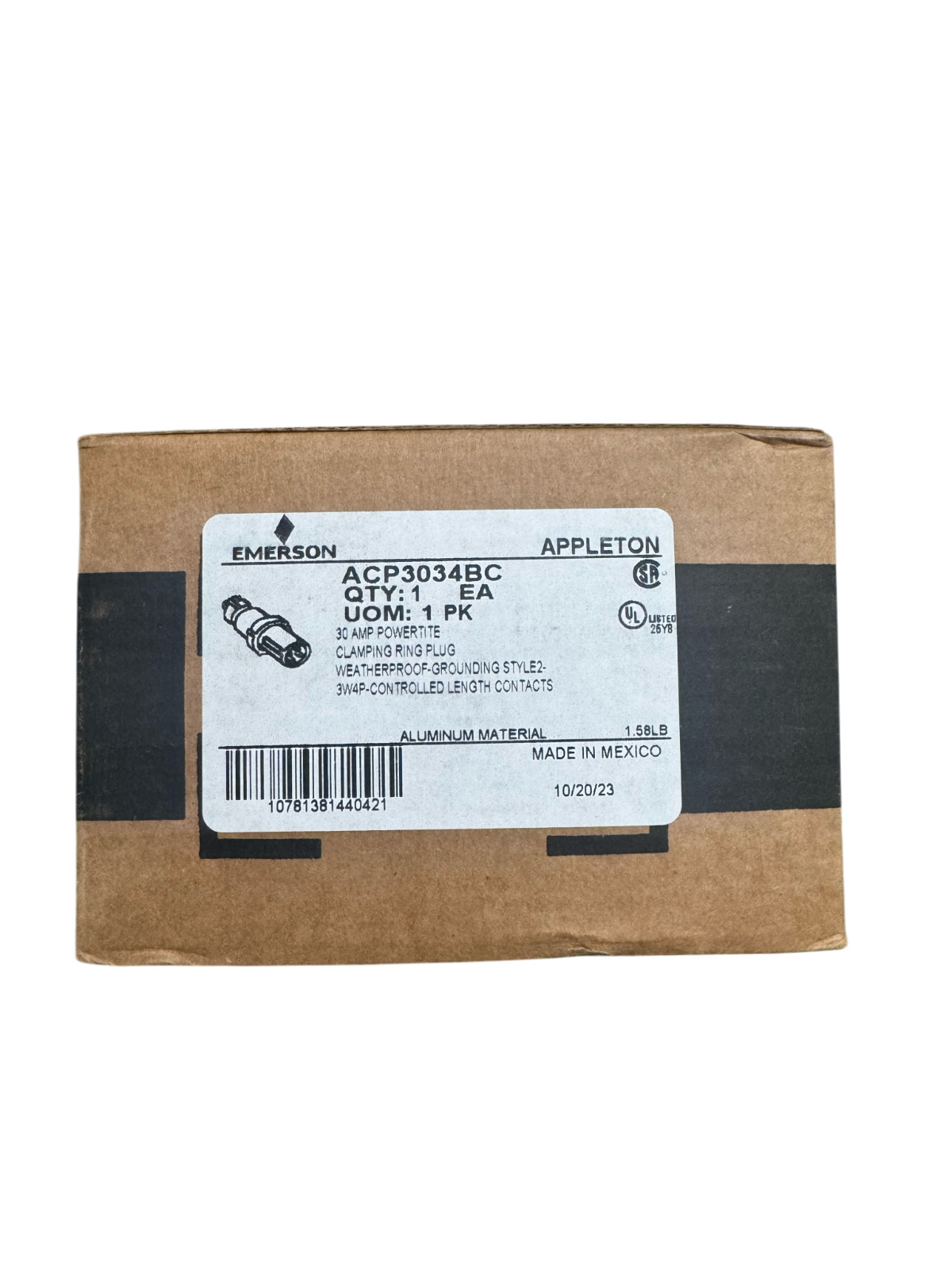 Appleton Powertite ACP3034BC Clamping Ring Plug | 30A | 4-Pole 3-Wire | 600V