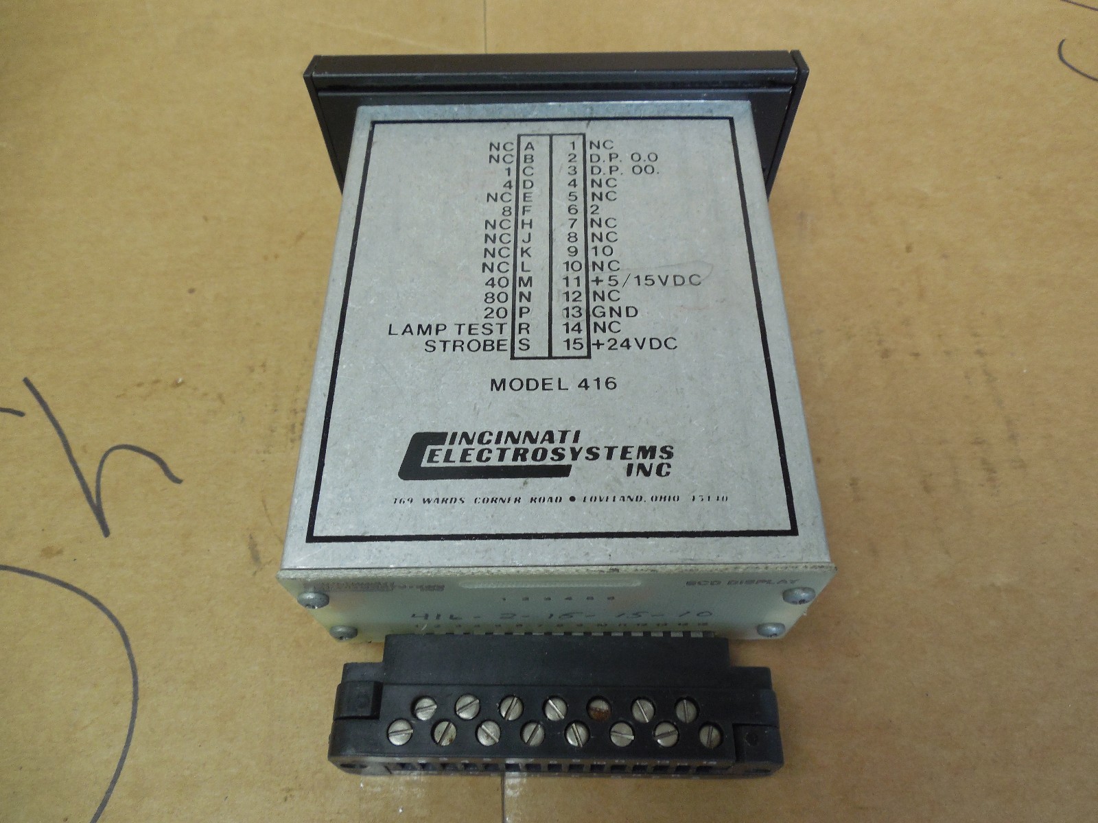 Cincinnati Electrosystems Panel Display 416 416-2-15-15-10 4162151510 24 VDC