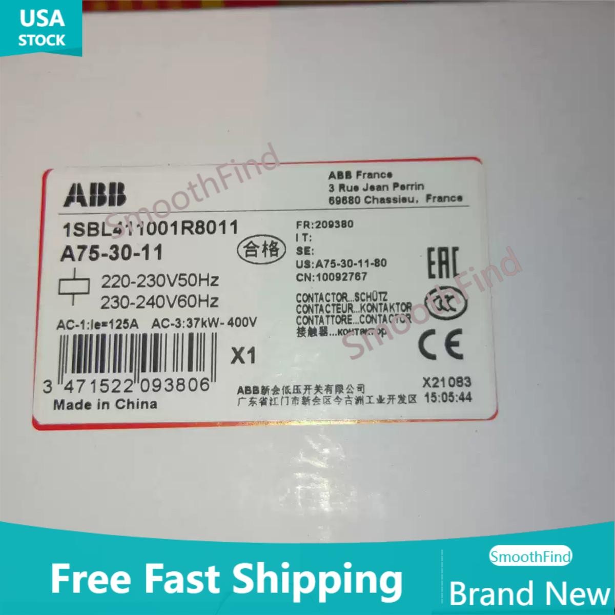 A75-30-11 1PCS NEW ABB A75-30-11 AC220V Contactor Fast Shipping US Free TAX.