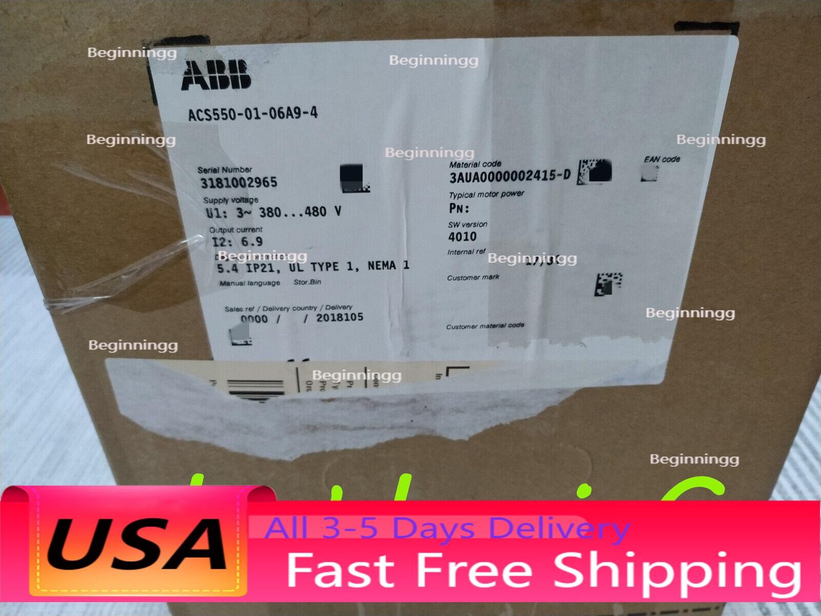 Brand New ABB ACS550-01-06A9-4 Inverter 380V 3KW No Keypad