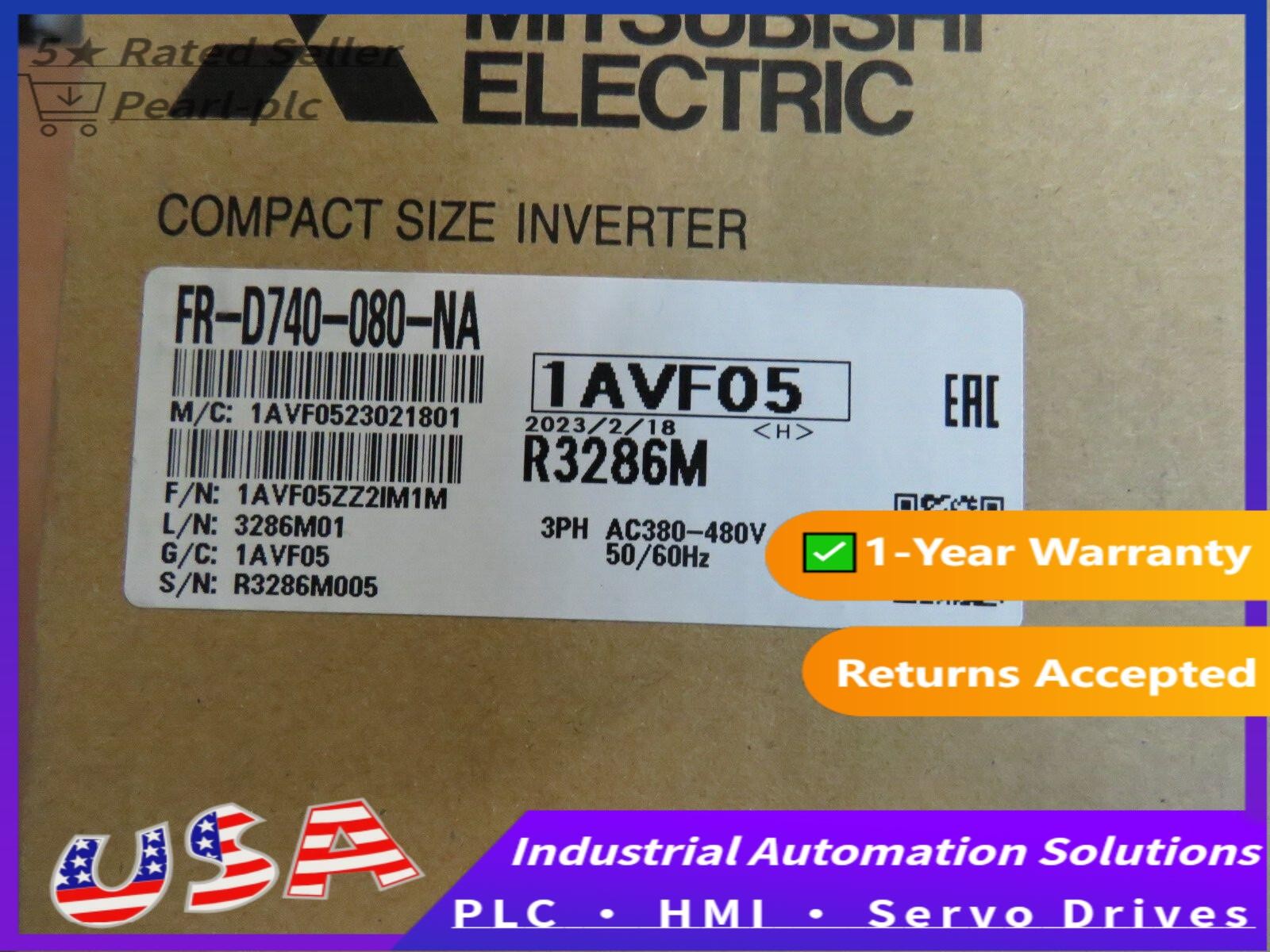 FR-D740-080-NA New Sealed Mitsubishi Compact Size Inverter FR-D740-080-NA