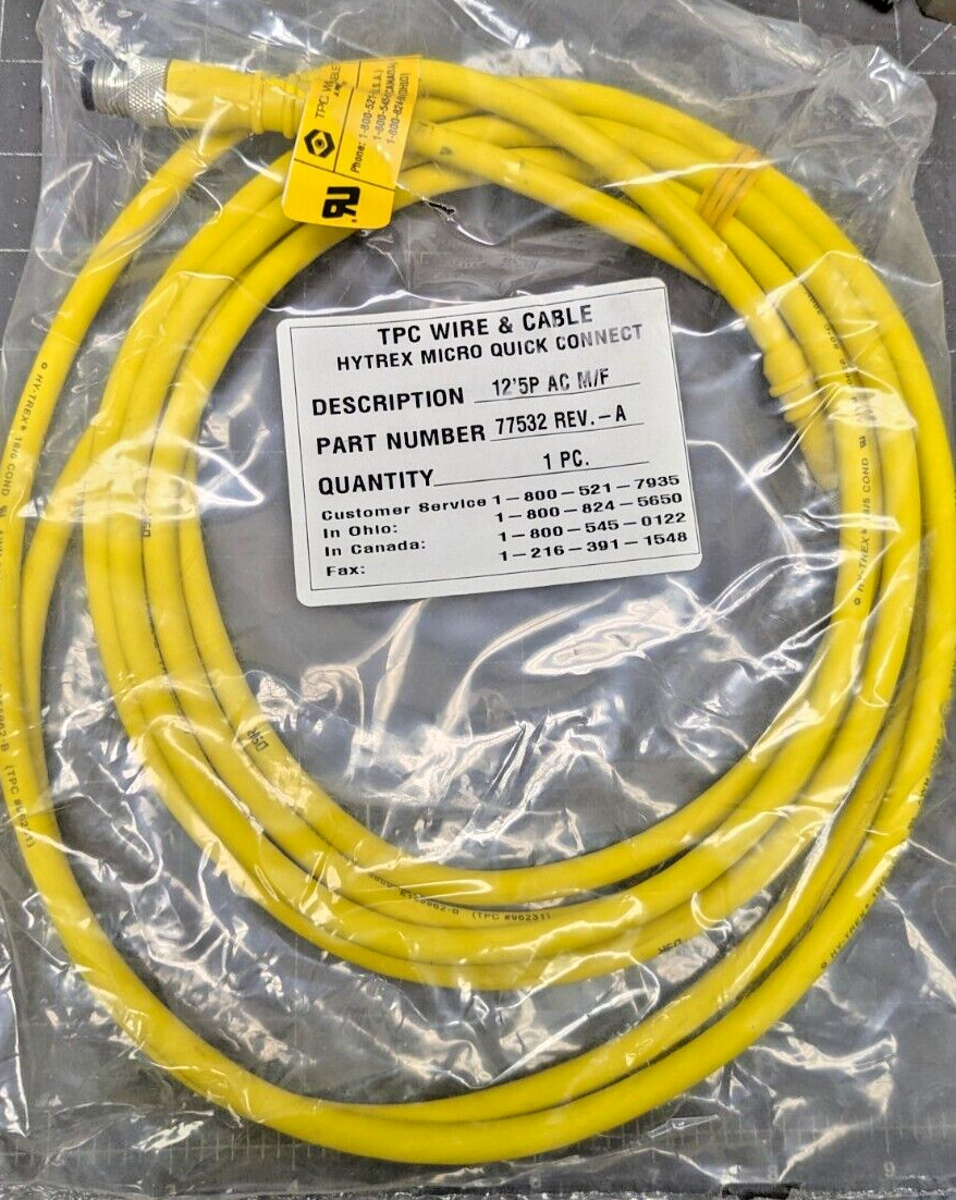 12 Foot Device Net 18/5AWG Male/Female Patch Cord HY-TREX AWM 20626 [A1S3]