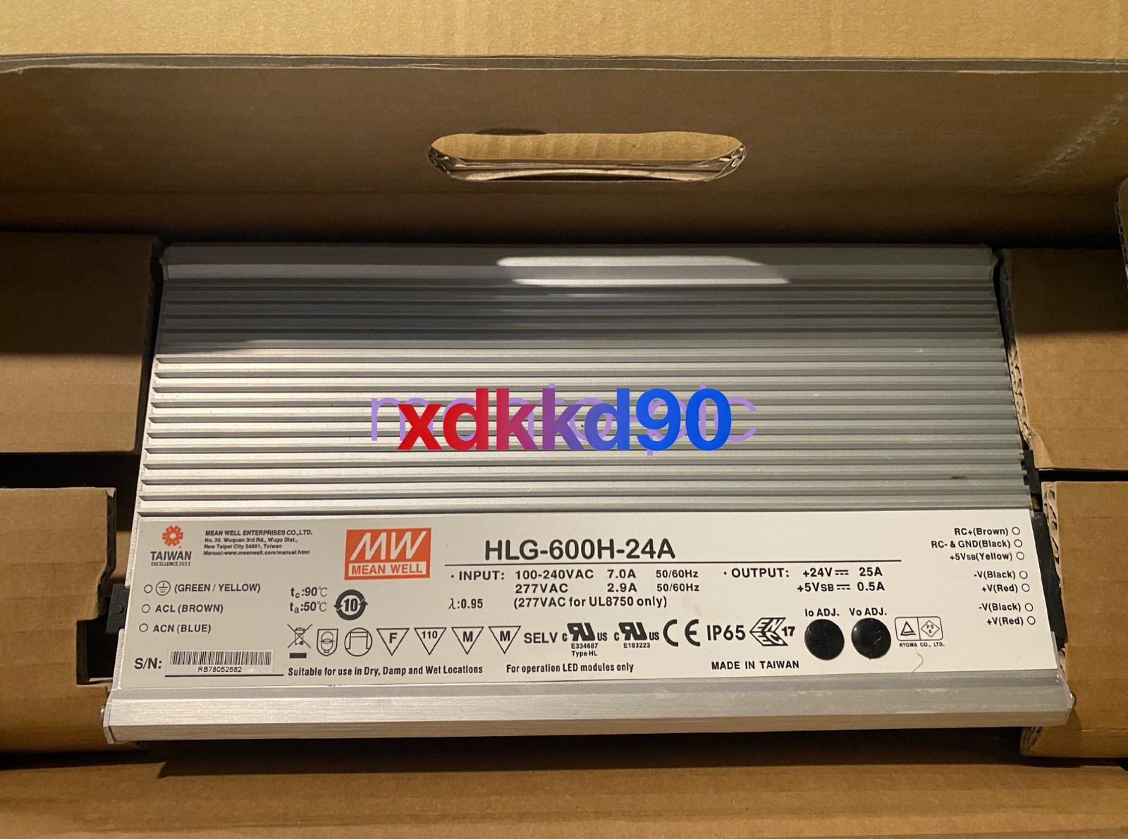 Mean Well HLG-600H-24A 600Watt 24V DC Power Supply “NEW” 100-277V AC Primary*M