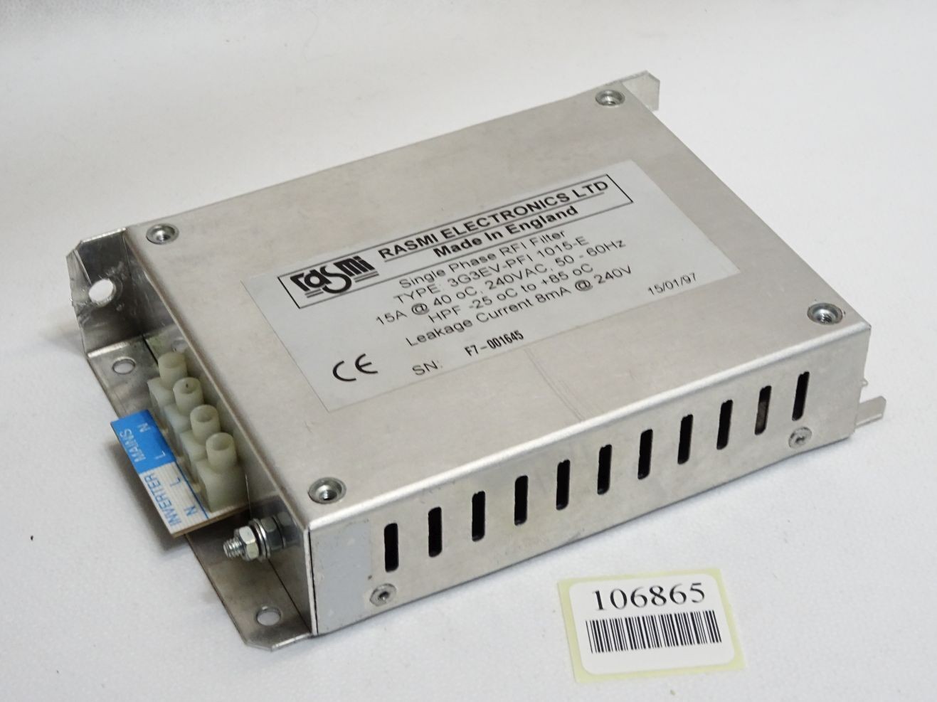 RASMI Electronic Single Phase RFI Filter 3G3EV-PFI 1015-E
