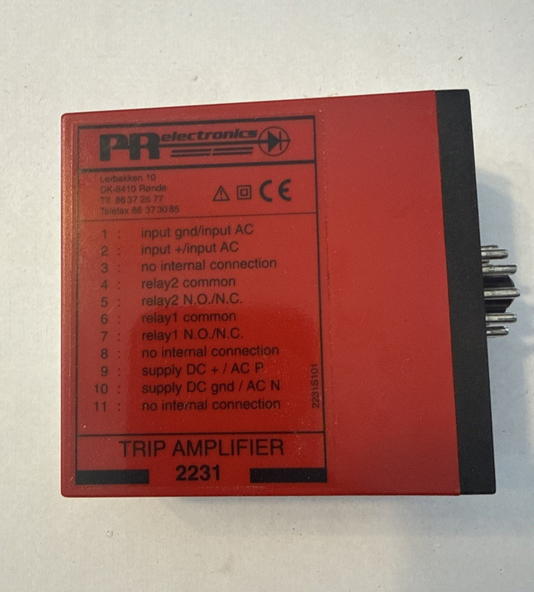 PR ELECTRONICS 2231D TRIP AMPLIFIER 2231, W/ Schrack Relay Socket MT78740