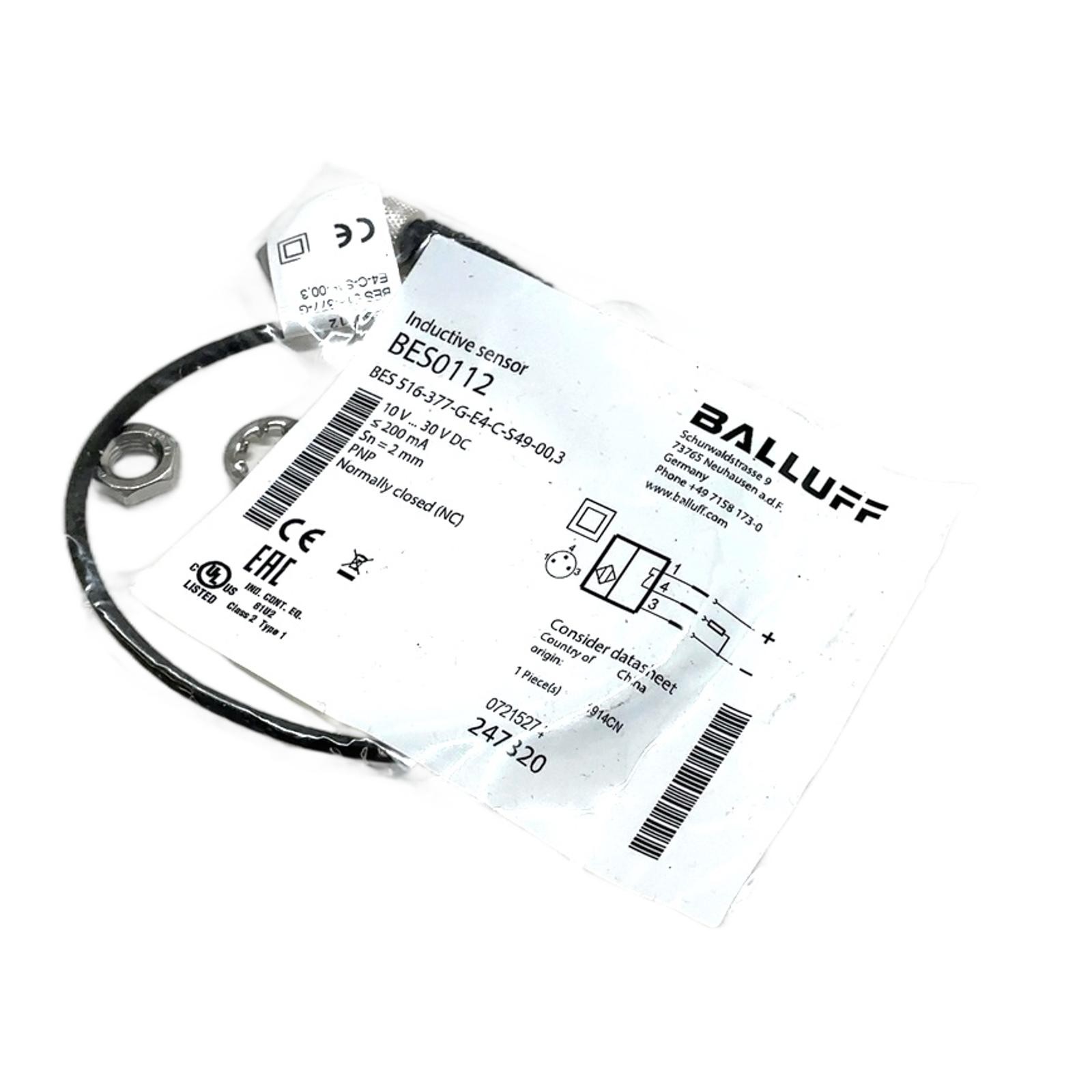 BES0112 BES 516-377-G-E4-C-S49-00,3 BALLUFF, Balluff Inductive Sensor M5 2mm …