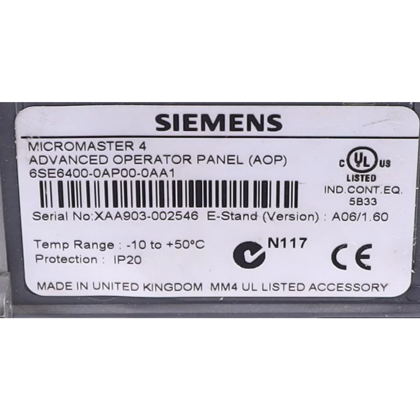 6SE6400-0AP00-0AA1 New Siemens 6SE6 400-0AP00-0AA1 Advanced Operator Panel