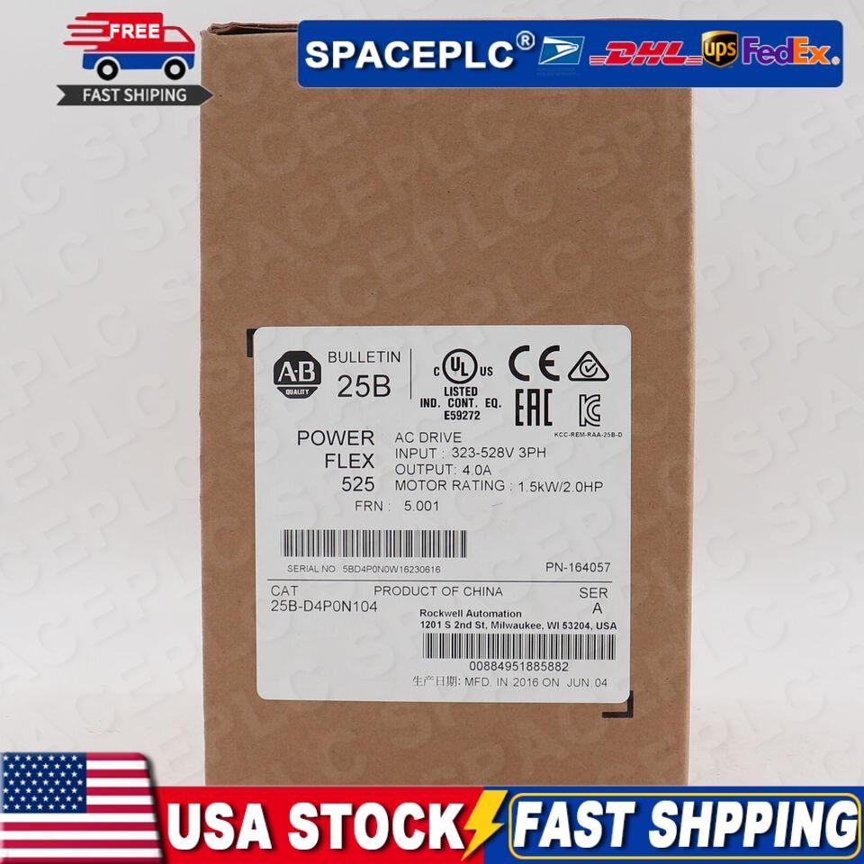 1PC New Original AB 25B-D4P0N104 PowerFlex 525 AC Drive Factory Sealed CA Stock
