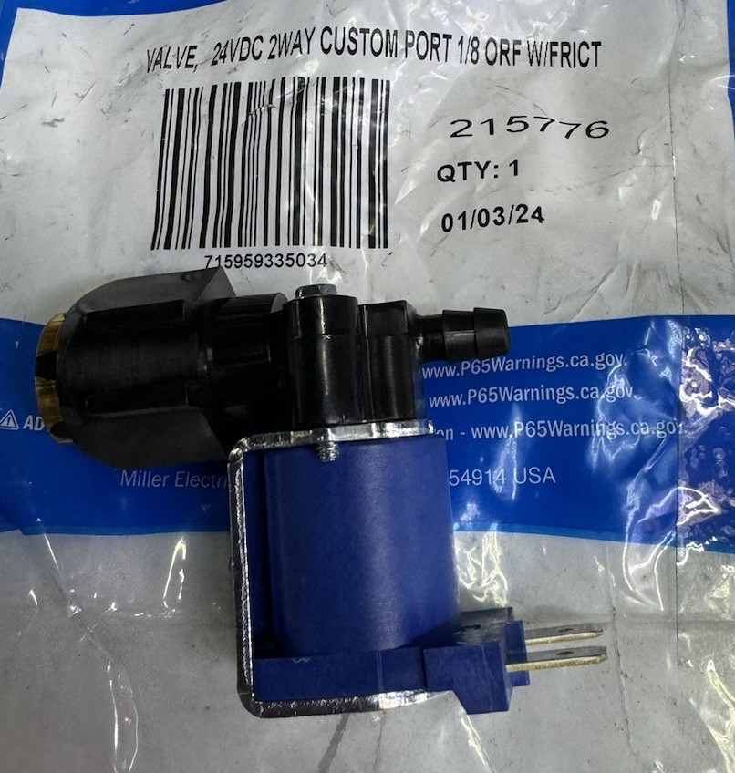 215776 Gas Valve Solenoid, 24VDC New | Miller Welder Part