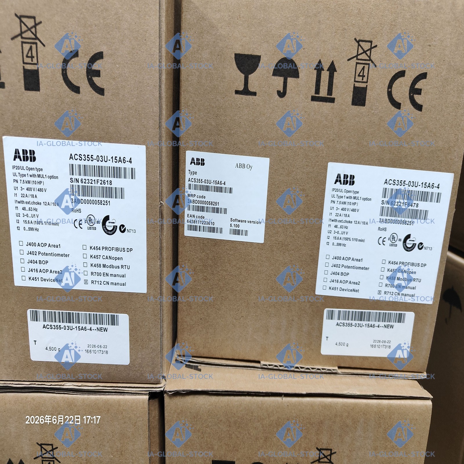 One unit Brand NEW ABB For ACS355-03U-15A6-4 Warranty Included