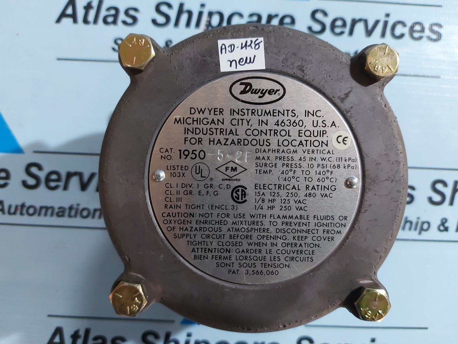 DWYER 1950-5-2F EXPLOSION-PROOF DIFFERENTIAL PRESSURE SWITCH