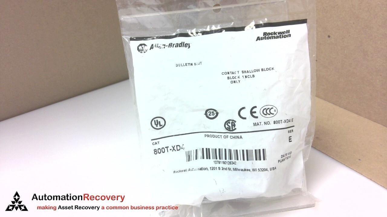 ALLEN BRADLEY 800T-XD4 SER E -, SHALLOW STYLE CONTACT BLOCK, SEE DESC #291605