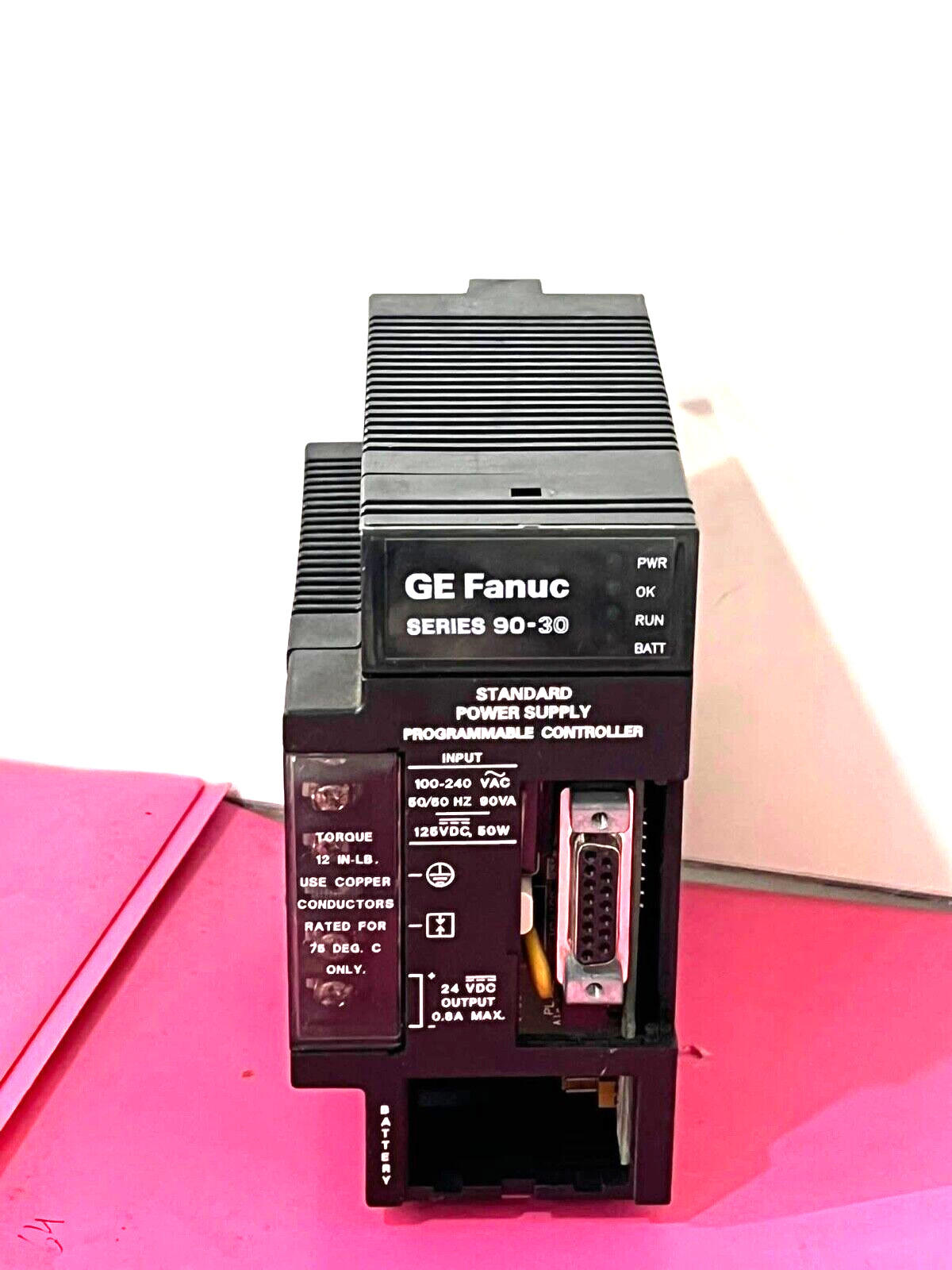 GE Fanuc Series 90-30 10-Slot PLC Control System IC693PWR321S I120/240VAC Used.