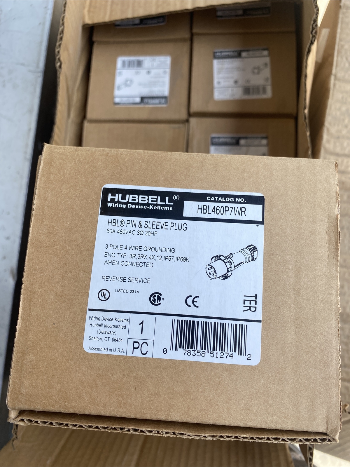 HUBBELL HBL460P7WR 60 AMP 480 VOLTS (NEW IN BOX)