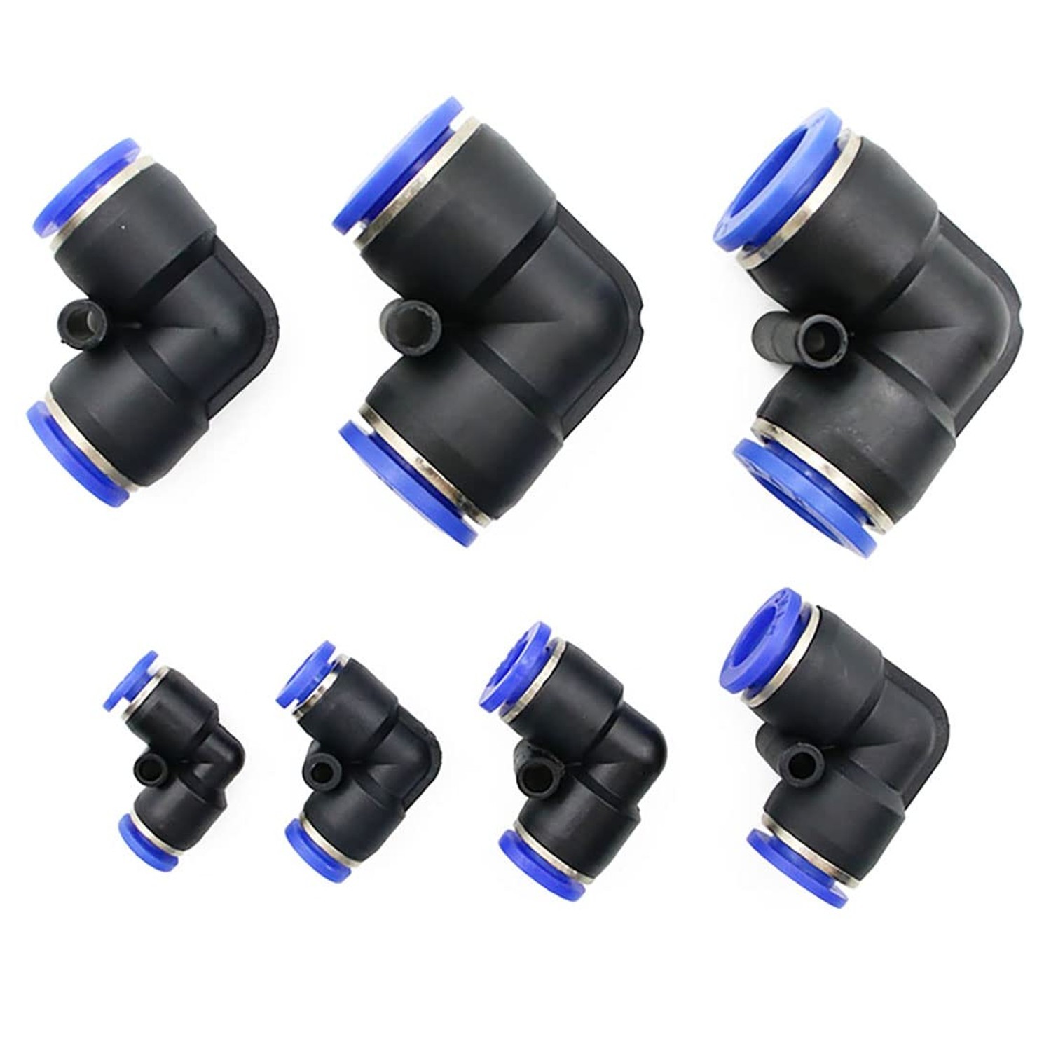 Elbow Push to Connect Fitting, 1/4″ OD Pneumatic Air Line 90 Degree Quick Pus…