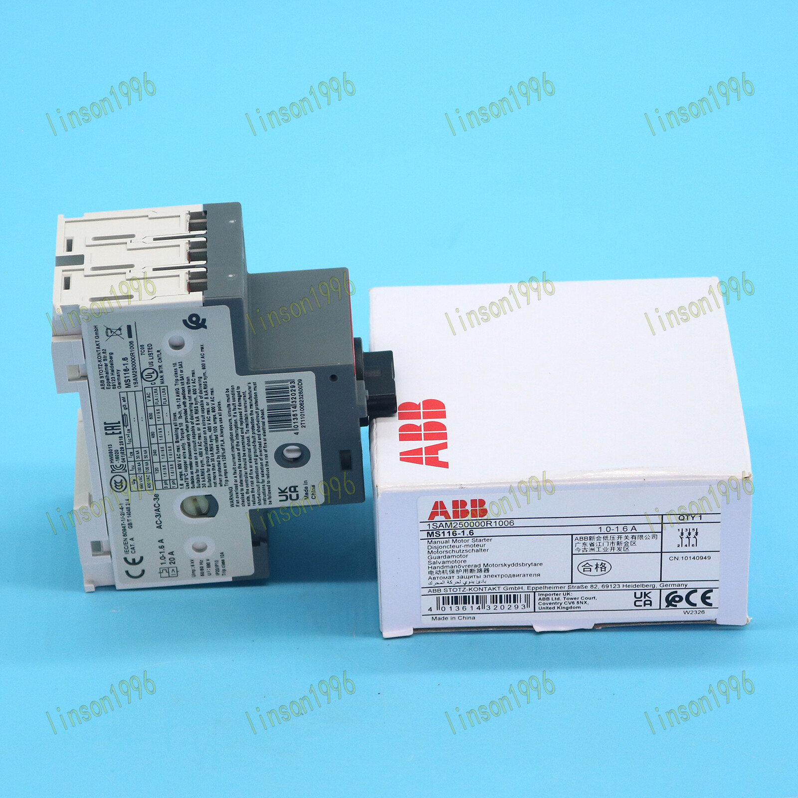 ABB MS116-1.6 1.0-1.6A New Circuit Breaker Manual DHL SHIPPING