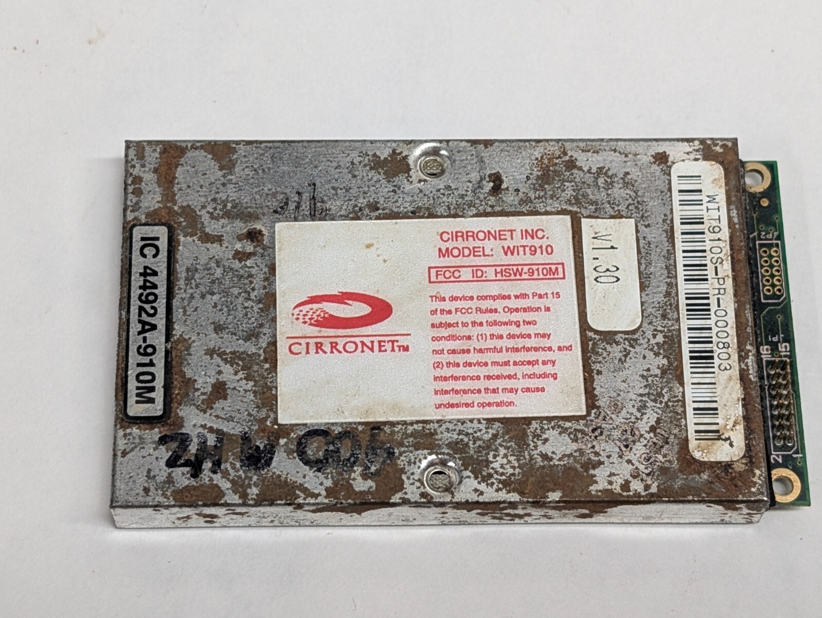 Cirronet Inc Data Radio Module Model WIT910 HSW-910M 900MHz V1.30 WIT910S-PR-000