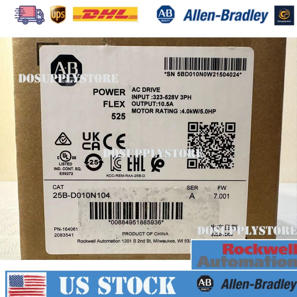 25B-D010N104 New AB Powerflex 525 AC Drive 4KW 5HP 25BD010N104DO