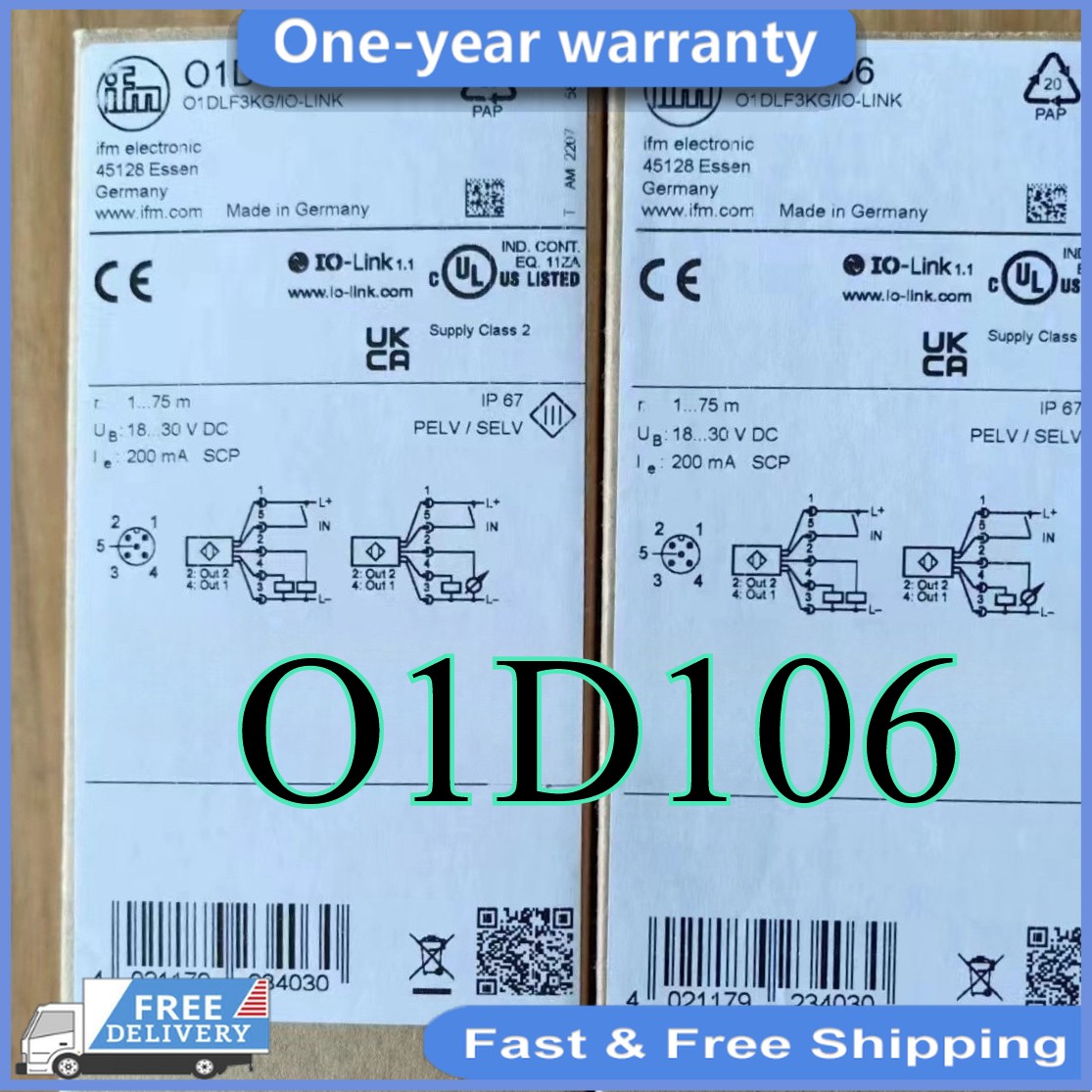 O1D106 1PCS NEW IN BOX IFM Laser distance Sensor Expedited Shipping High quality