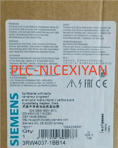 3RW4037-1BB14 1PC Brand New Siemens 3RW40371BB14 Fast delivery