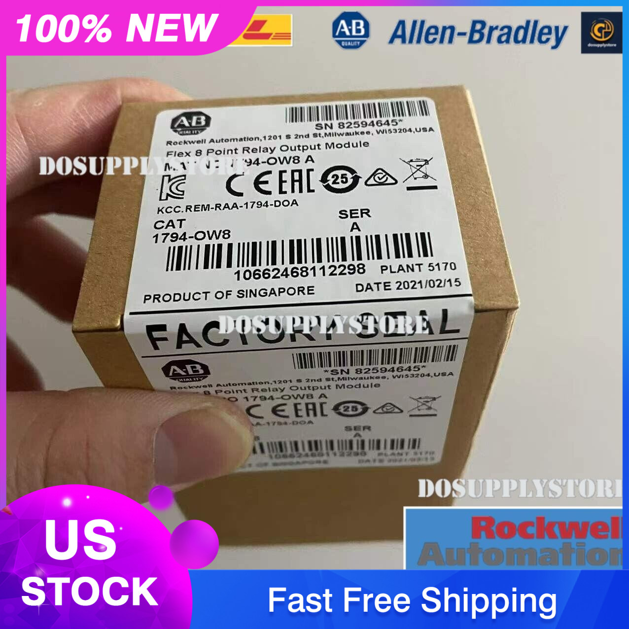 New Factory Sealed AB 1794-OW8 SER A Flex 8 Point Relay Output Module 1794OW8