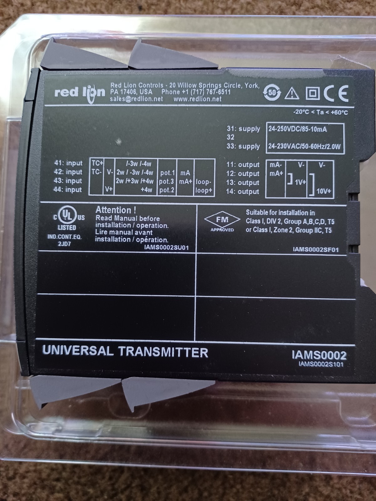 Red Lion IAMS0002 Universal Transmitter Signal Conditioner
