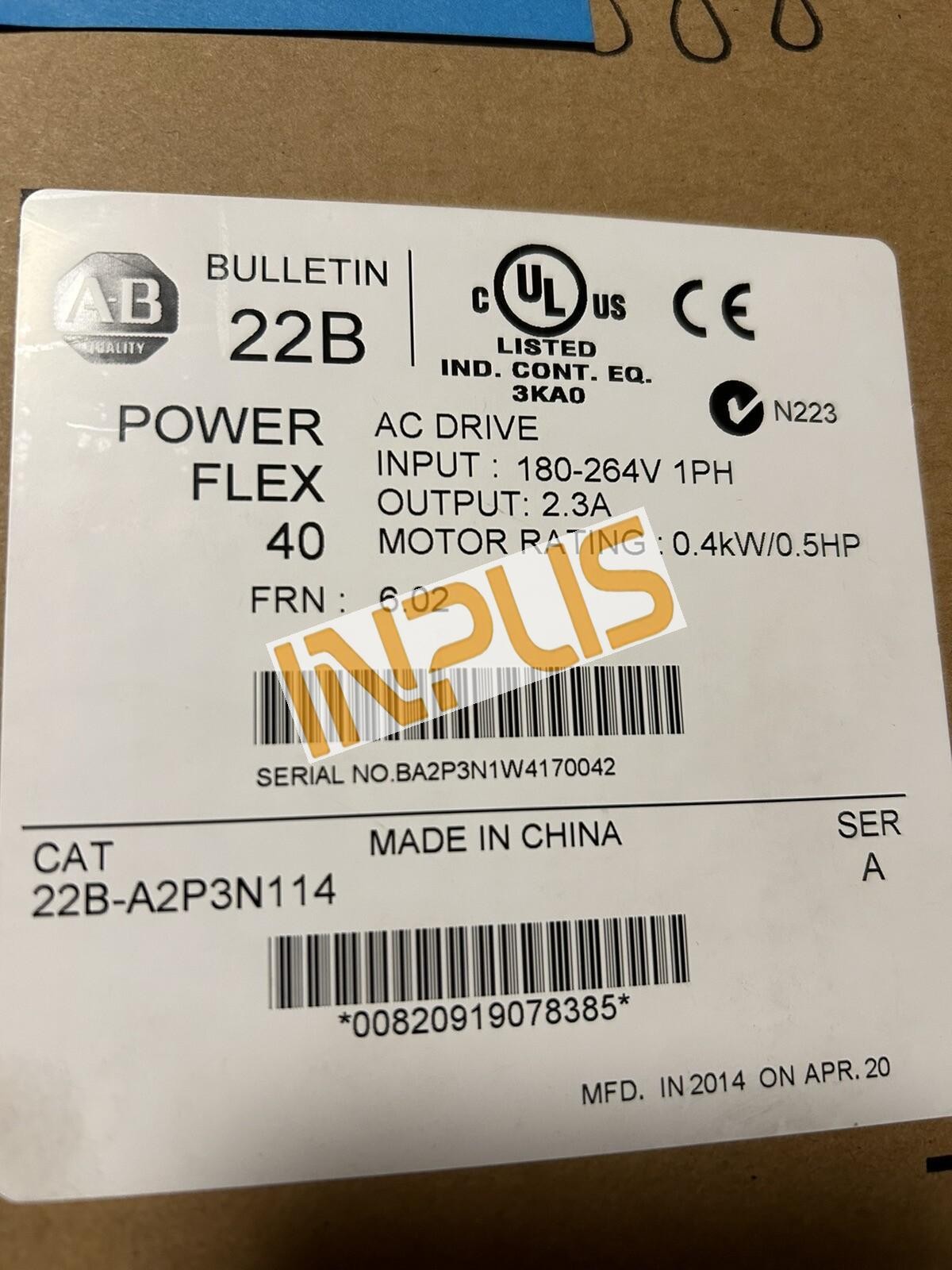 22B-A2P3N114 New Sealed PowerFlex 40- 0.4 kW (0.5 HP) AC Drive 22B-A2P3N114