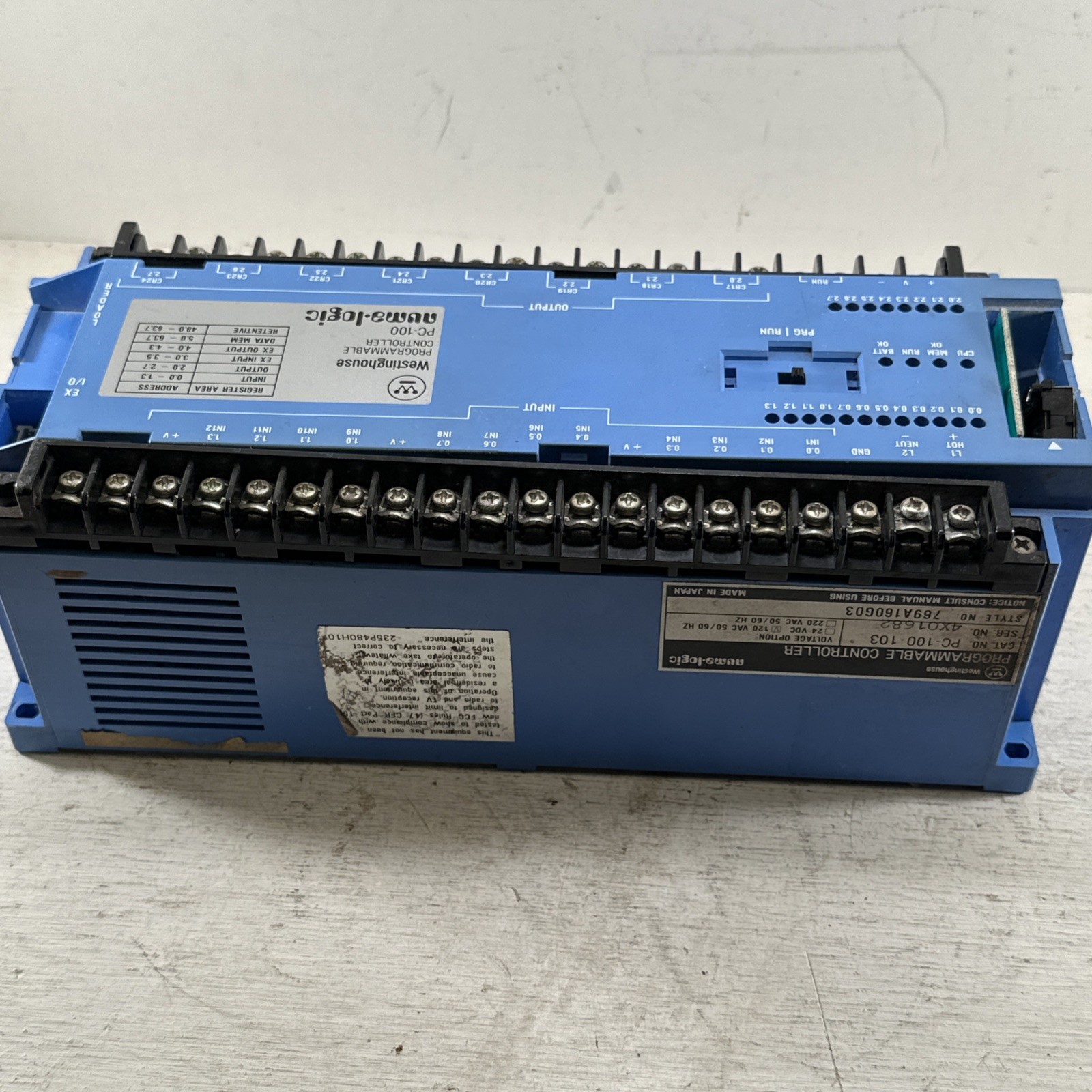 Used Working Westinghouse Programmable Controller PC-100-103 PC-100 PLC