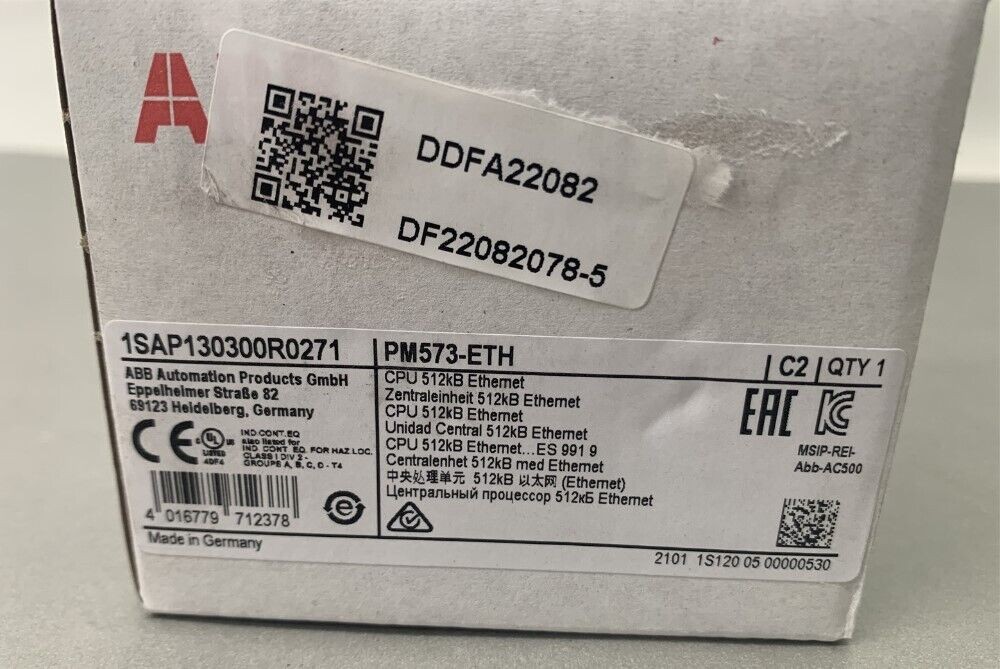 ABB 1SAP130300R0271 PM573-ETH Ethernet LCD Processor Module 512kB
